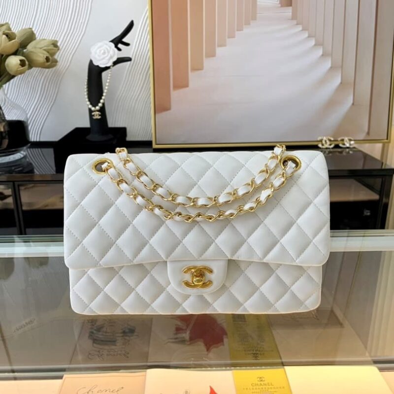 Alternative view of Chanel Classic Medium Handbag White 25cm A01112