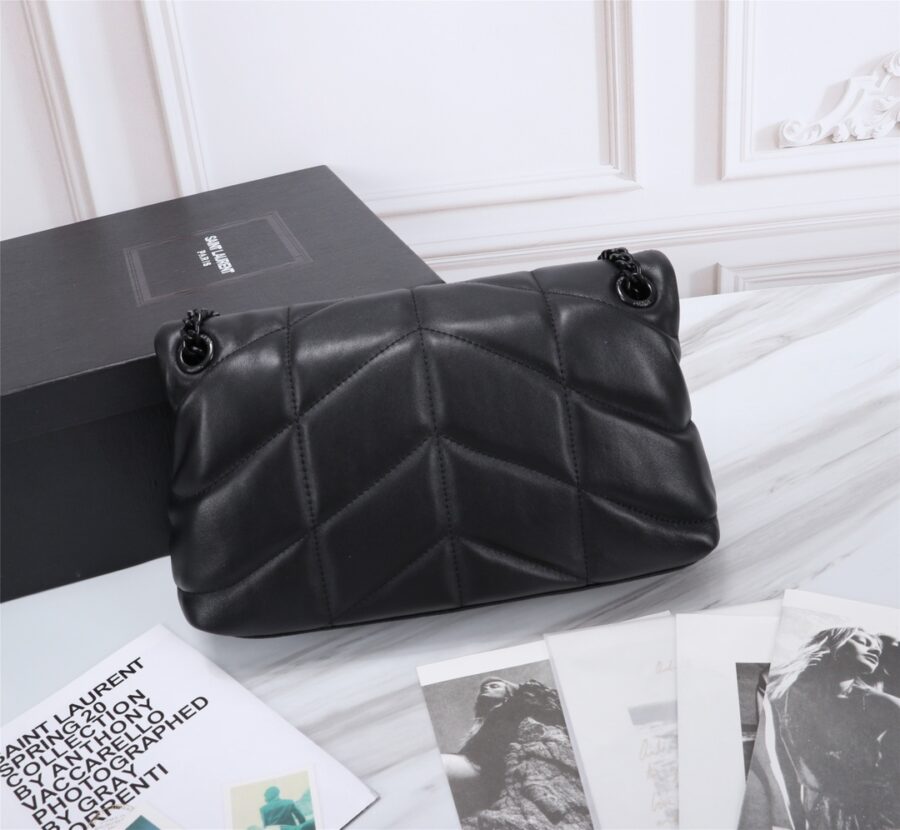 Alternative view of Saint Laurent Puffer Small Chain Bag In Quilted Black Noir 5774761El081000