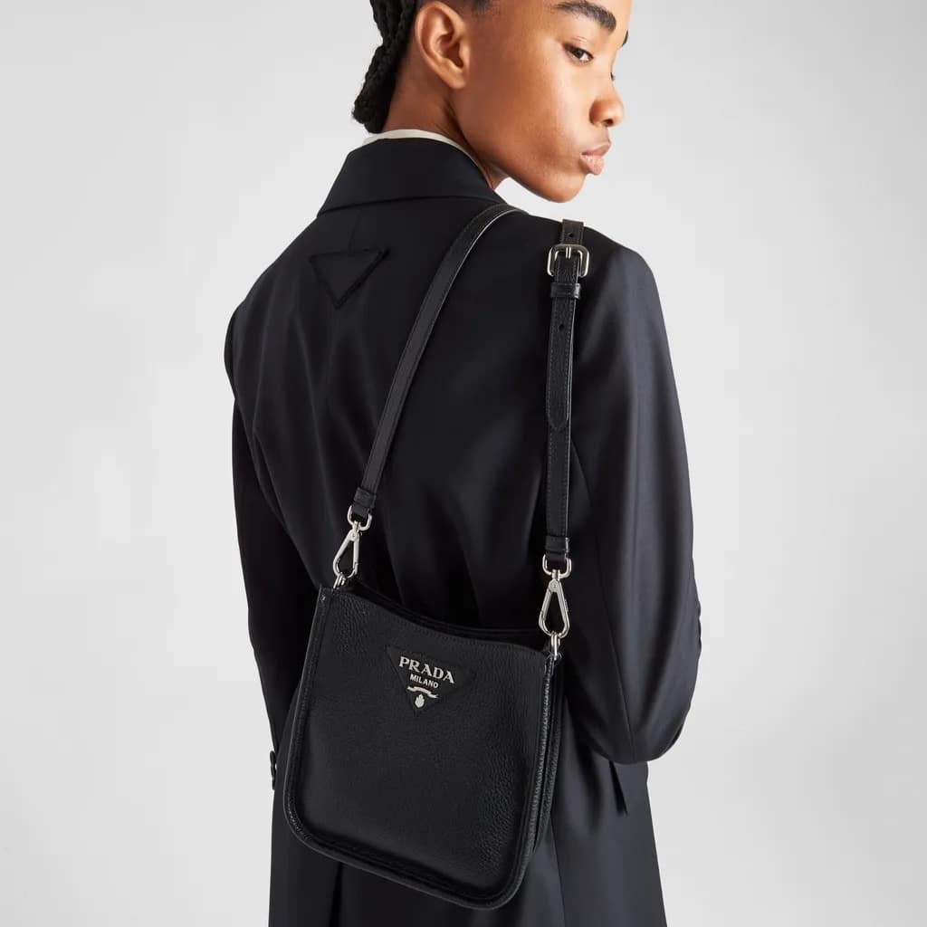 Prada Mini Leather Shoulder Bag Black 20Cm 1BH191 2DKV F0002 V 3OO - Image 11