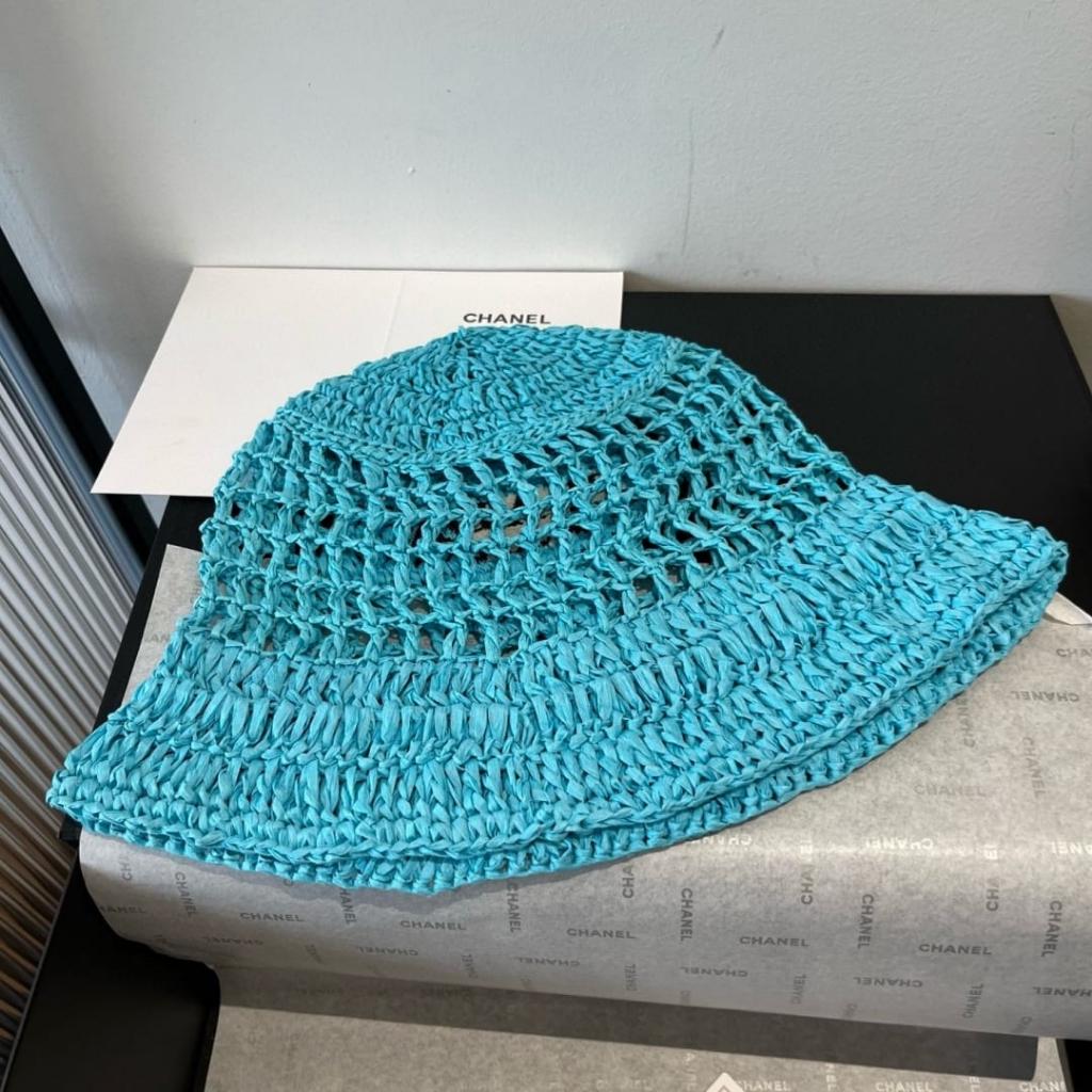 Prada Crochet Bucket Hat Raffia Blue 1HC137 2A2T F0076 - Image 5