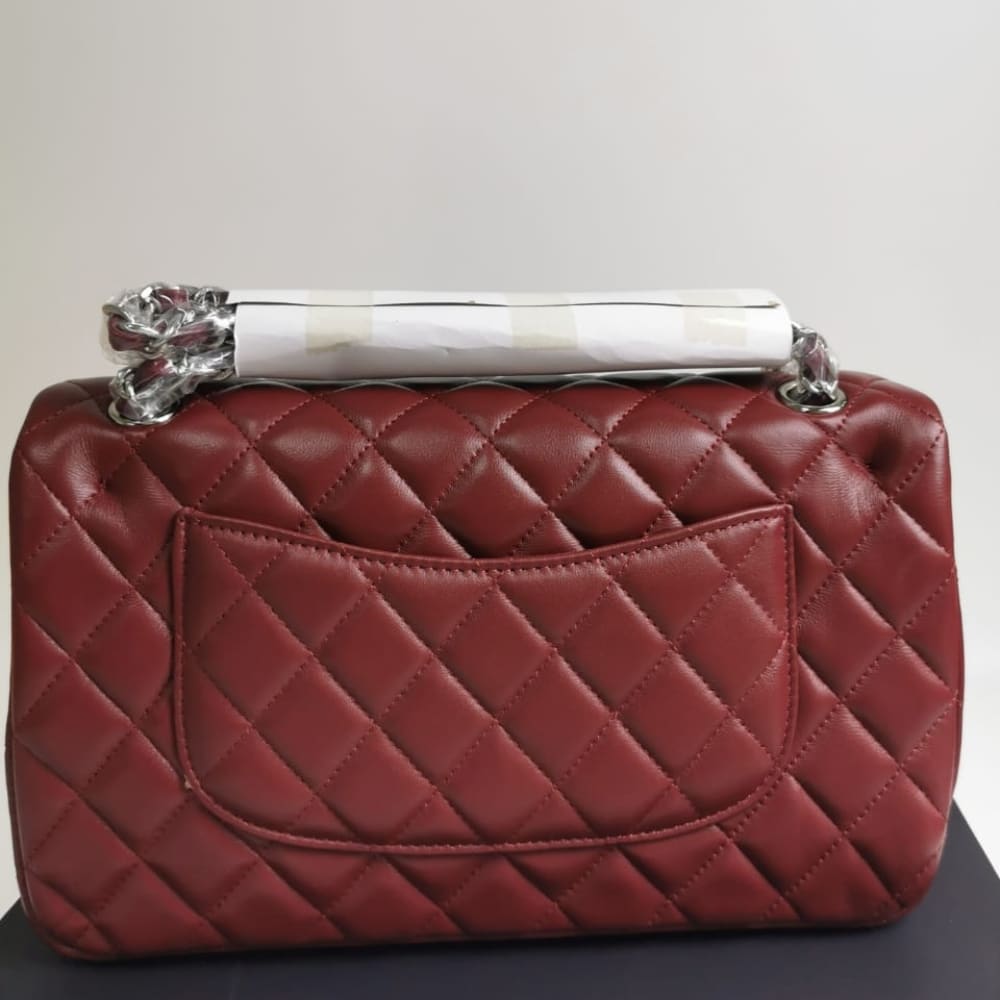 Chanel Medium Classic Flap Bag Silver Hardware Burgundy 25Cm A01113 - Image 3