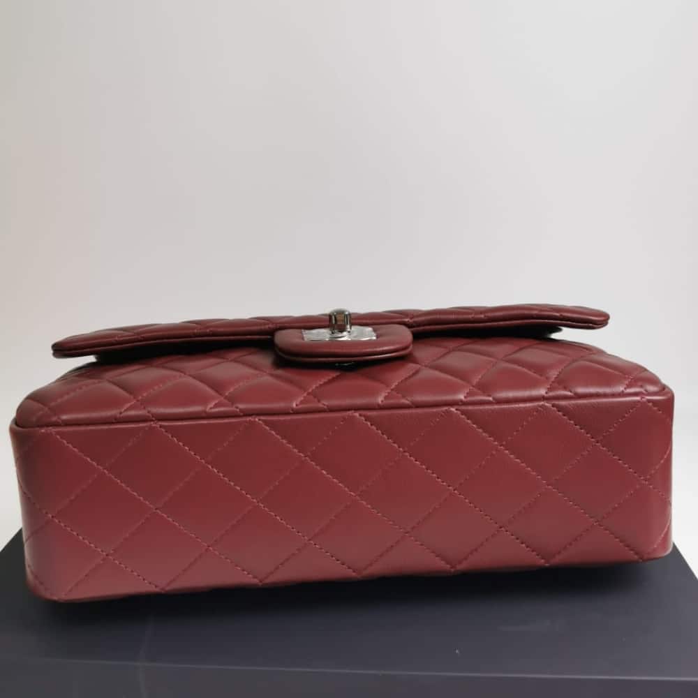 Chanel Medium Classic Flap Bag Silver Hardware Burgundy 25Cm A01113 - Image 7