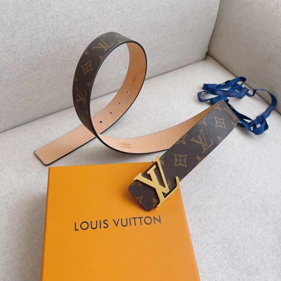 Alternative view of Louis Vuitton Initiales Reversiblle Monogram Eclipse Canvas Belt Gold Metal 4Cm