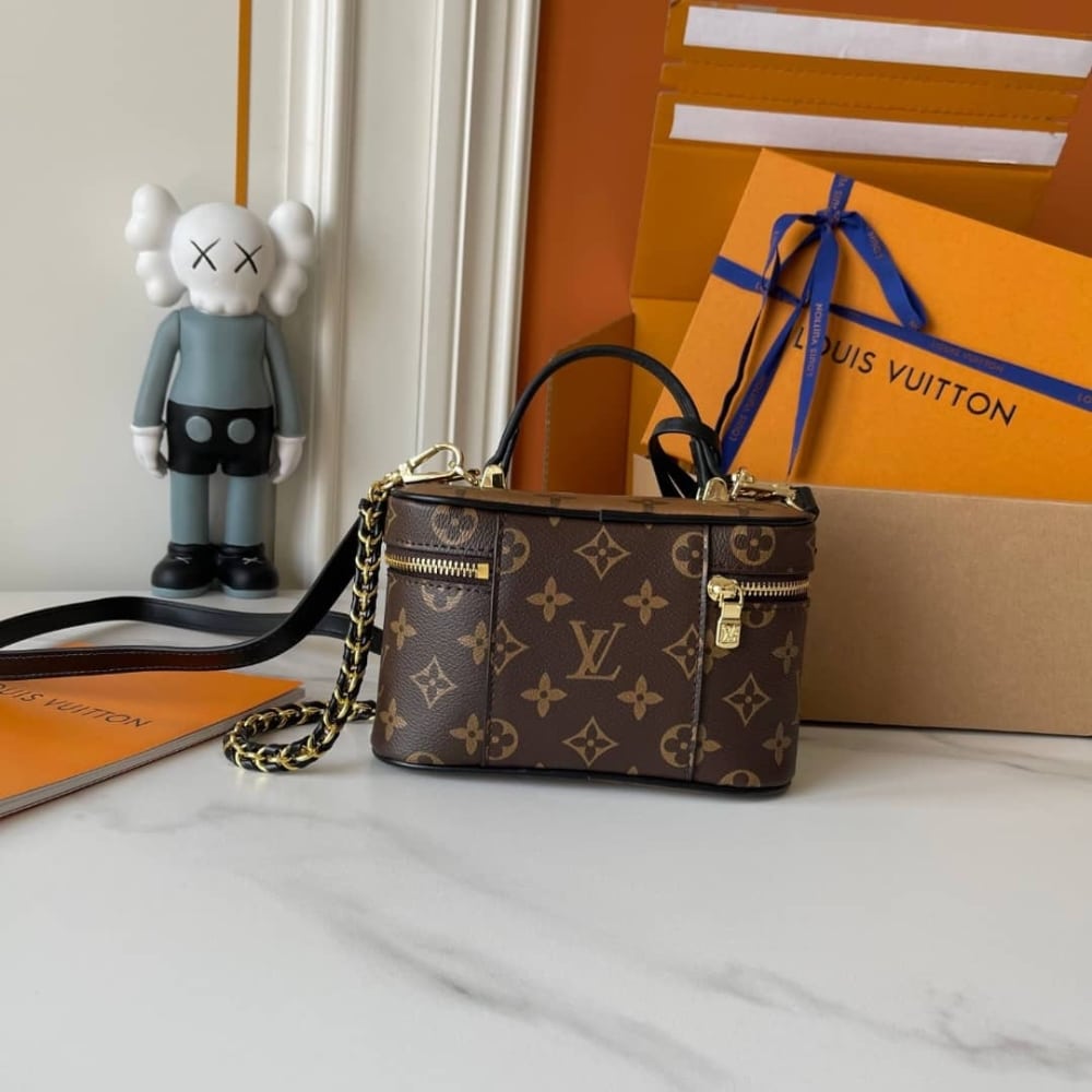 Louis Vuitton Vanity Chain Pouch Monogram Reverse Canvas Brown 19Cm M47125 - Image 3