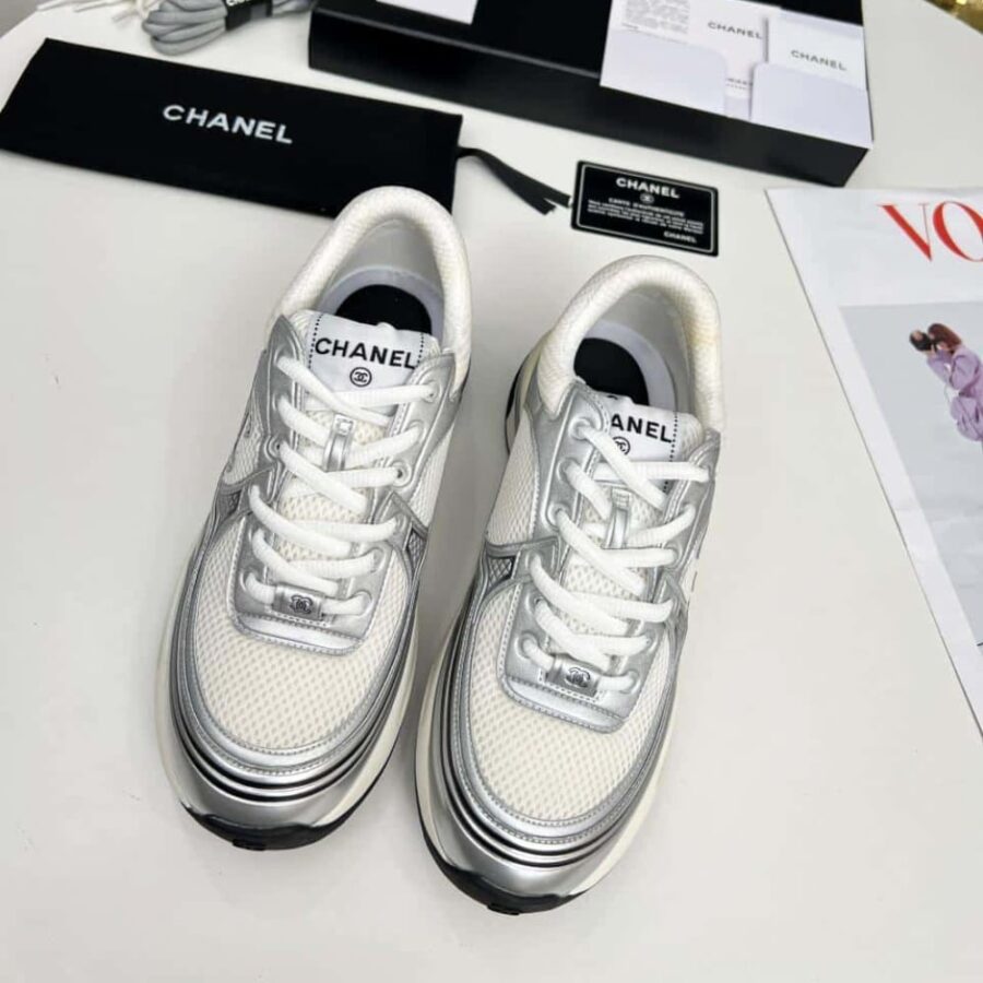 Alternative view of Chanel Sneaker Fabric And Laminated White And Silver G39792 Y56368 K5451