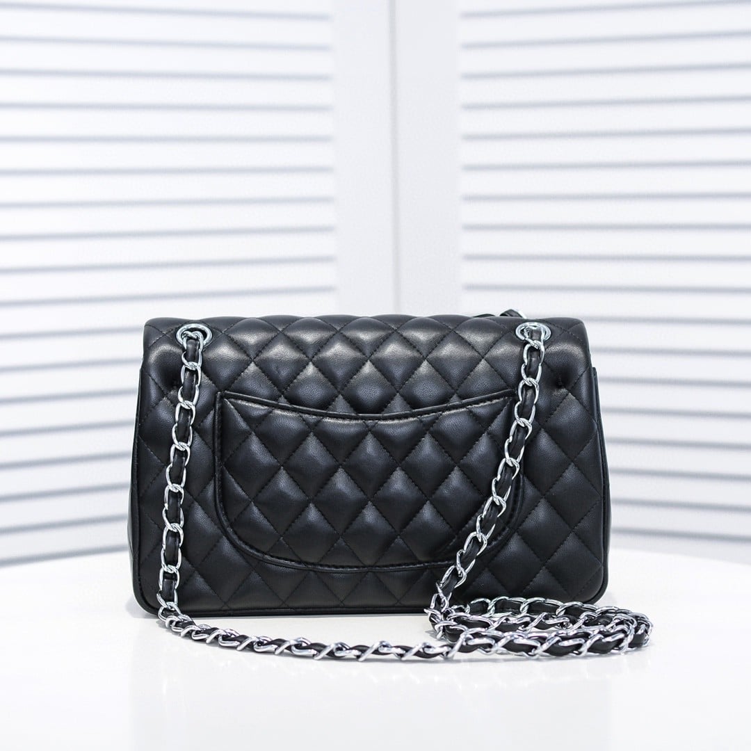 Chanel Medium Classic Flap Bag Silver Hardware Black 25Cm A01113 Y01480 94305 - Image 6