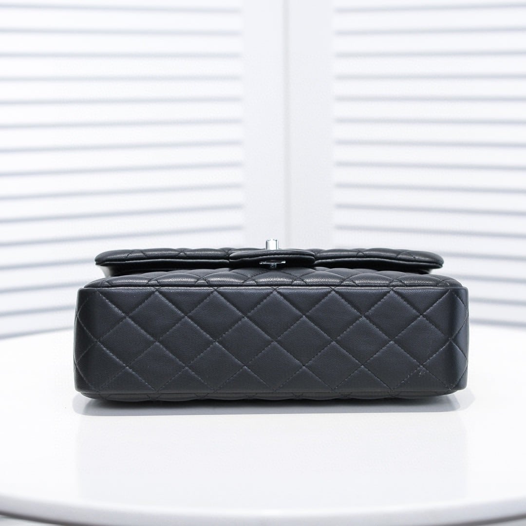 Chanel Medium Classic Flap Bag Silver Hardware Black 25Cm A01113 Y01480 94305 - Image 5