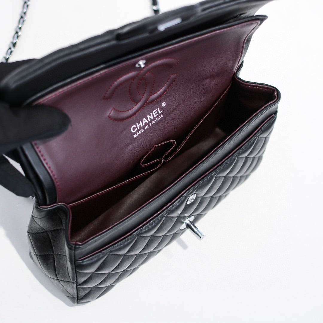 Chanel Medium Classic Flap Bag Silver Hardware Black 25Cm A01113 Y01480 94305 - Image 3