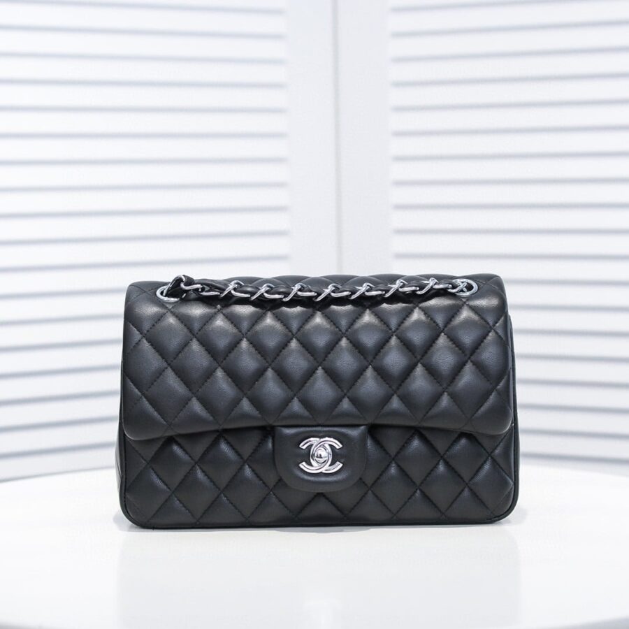 Alternative view of Chanel Medium Classic Flap Bag Silver Hardware Black 25Cm A01113 Y01480 94305