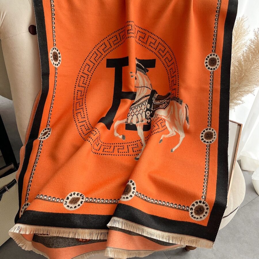 Alternative view of Hermes Cashmere Muffler Orange