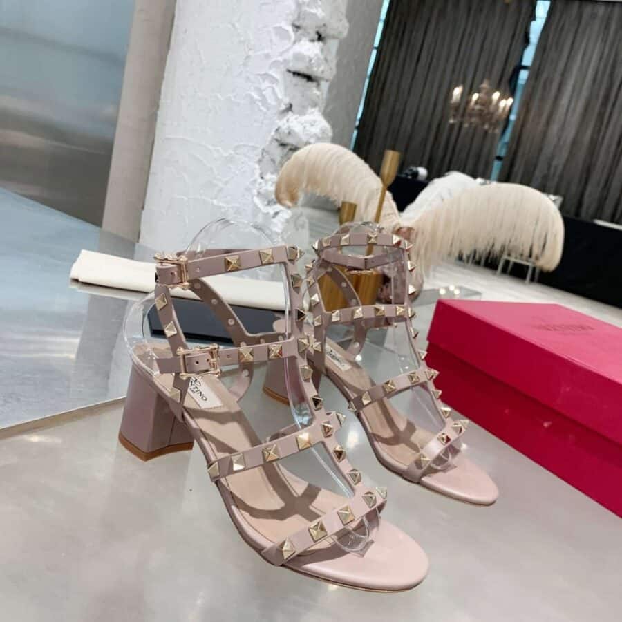 Alternative view of Valentino Garavani Rockstud Ankle Strap Sandal Beige 5W2S0491Vbp P45