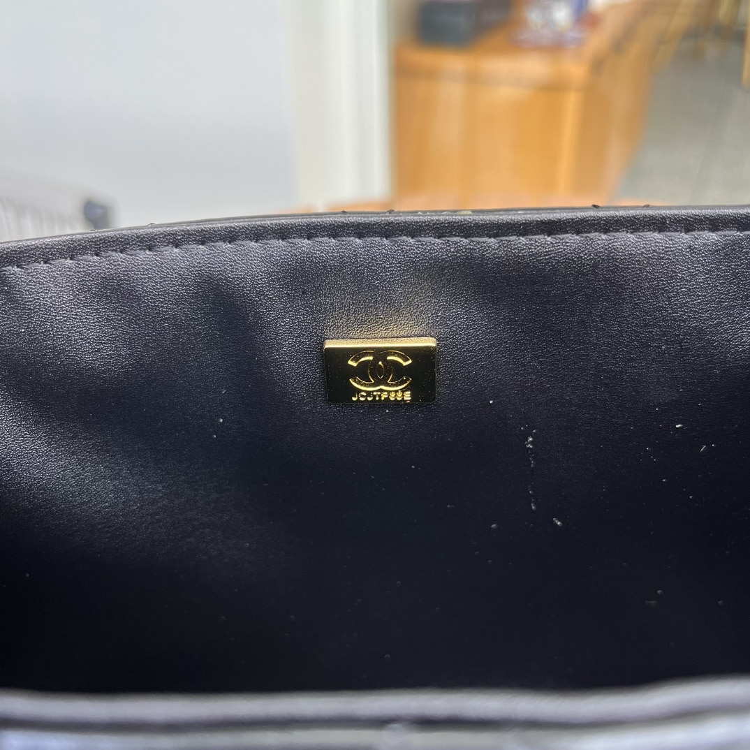 Chanel Kelly Mini Shopping Bag Shiny Aged Gold Tone Metal Black 19Cm AS4416 B14296 94305 - Image 7