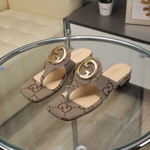 Alternative view of Gucci Blondie Thong Canvas Sandals Ebony Brown 752659 9I650 9769