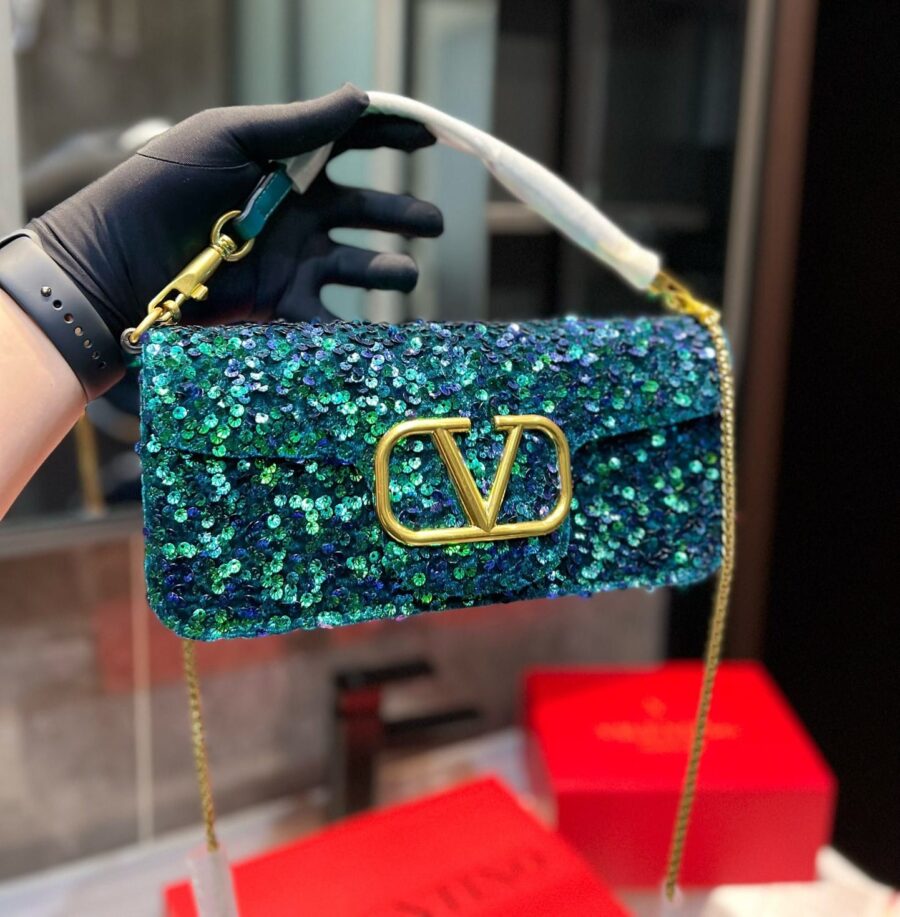 Alternative view of Valentino Small Loco Shoulder Bag With Embroidery in Antique Green 20cm 2W2B0K53BYYNB6