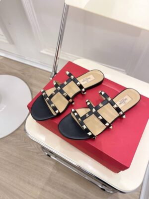 Alternative view of Valentino Garavani Rockstud Flat Slide Sandal Black 5W2S0C49Vod 0No