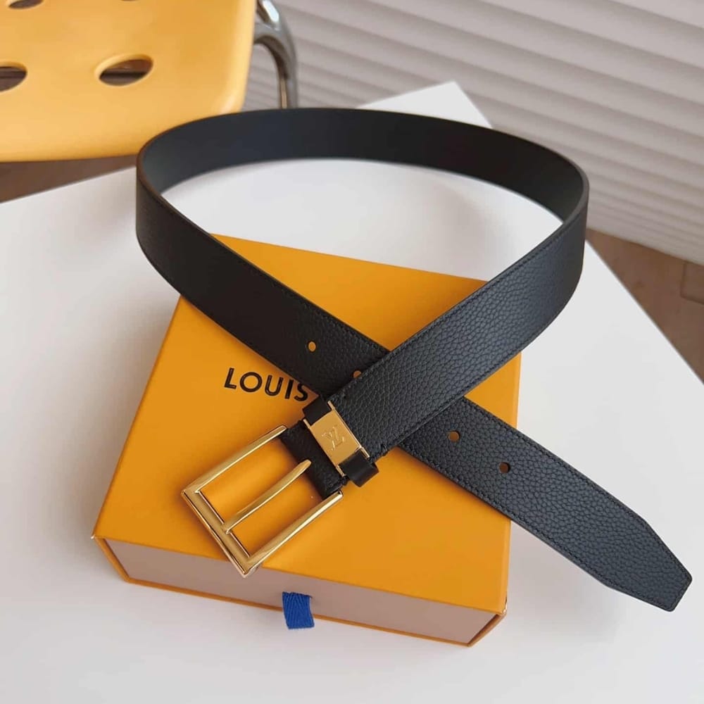 Louis Vuitton LV City Pin Belt Gold Hardware Black 35mm - Image 3