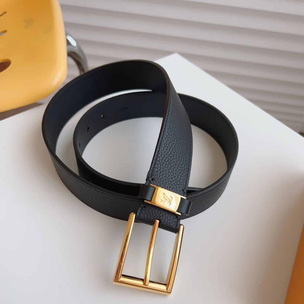 Louis Vuitton LV City Pin Belt Gold Hardware Black 35mm - Image 6