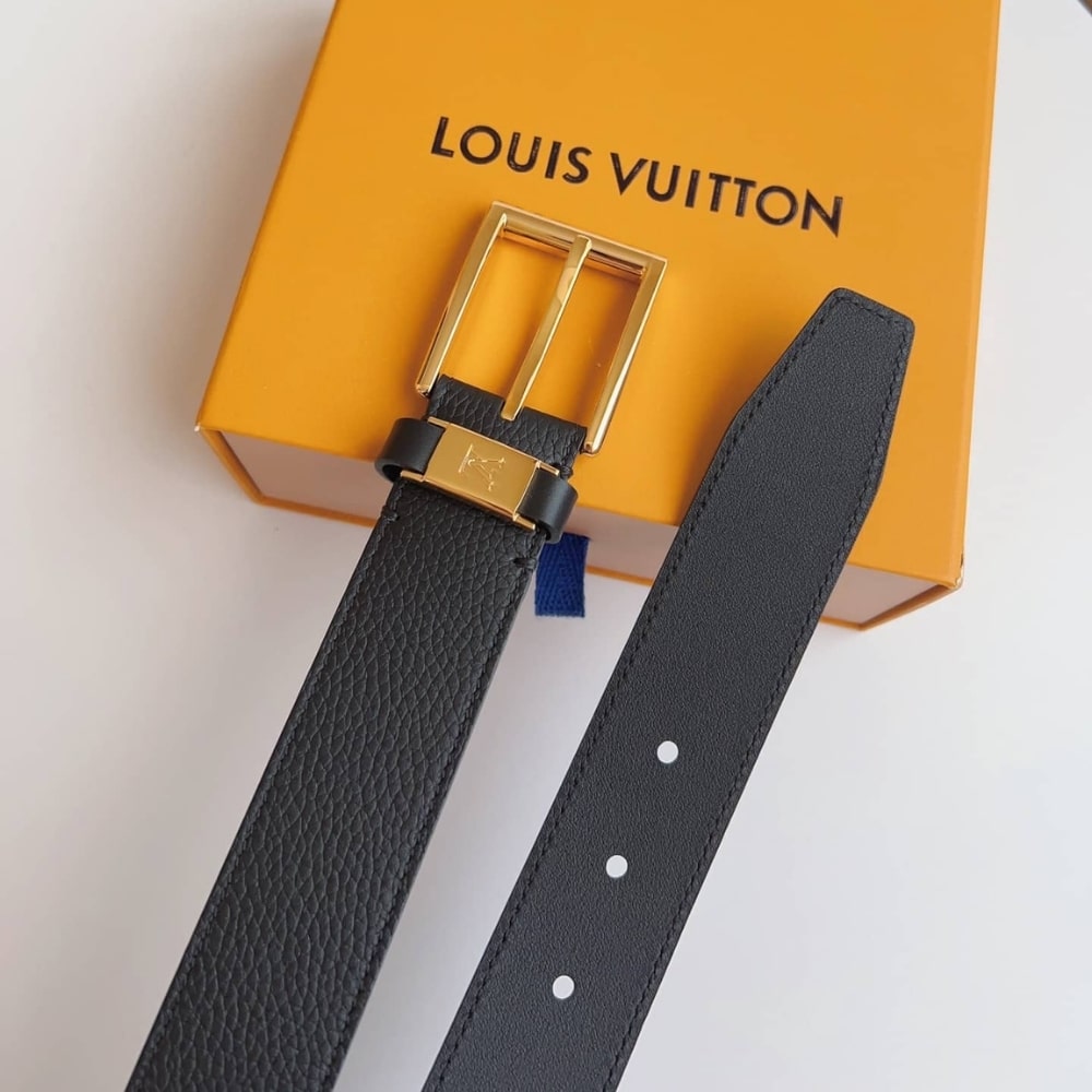 Louis Vuitton LV City Pin Belt Gold Hardware Black 35mm - Image 5