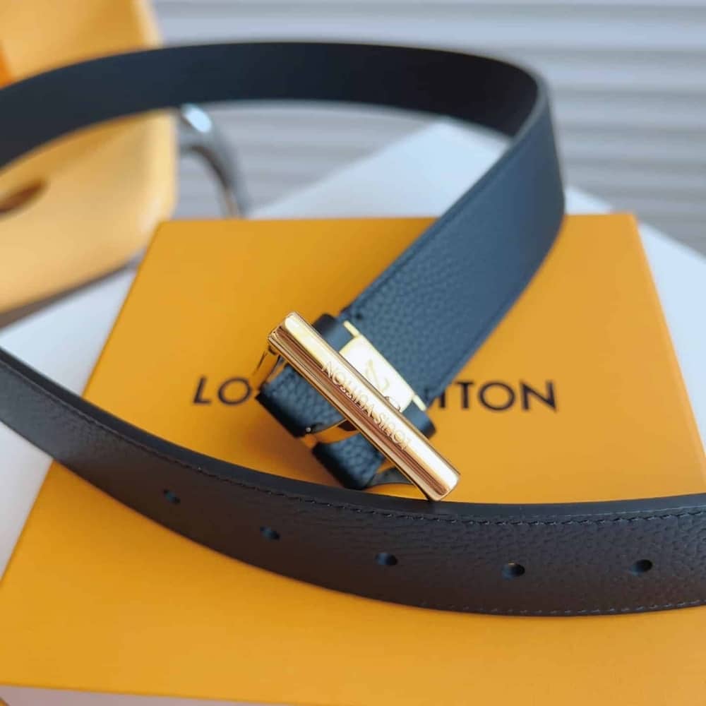 Louis Vuitton LV City Pin Belt Gold Hardware Black 35mm - Image 4