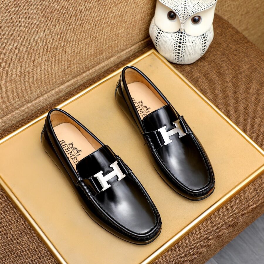 Alternative view of Hermes Men'S Loafer Moccasin Polish Leather With H Silver In Black