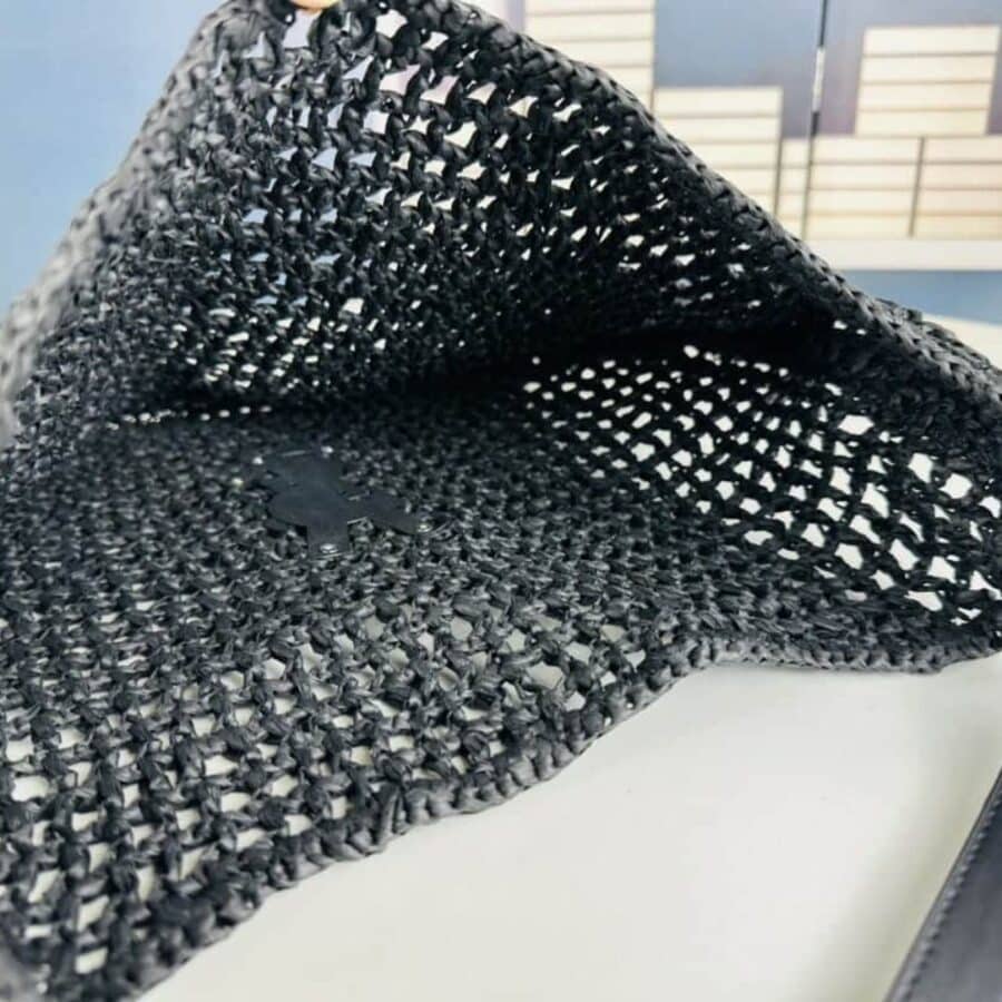 Alternative view of Saint Laurent Oxalis In Raffia Crochet And Leather Black 41Cm 781289Gaaea1000