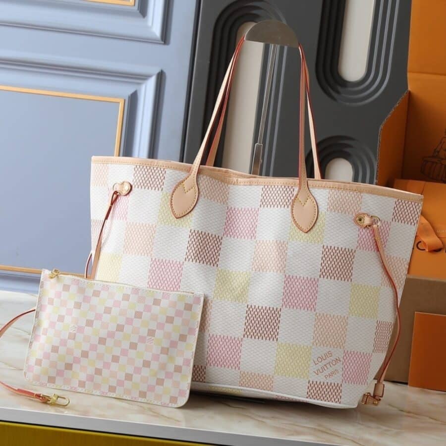 Alternative view of Louis Vuitton Neverfull MM Damier Canvas Peach 31Cm N40668