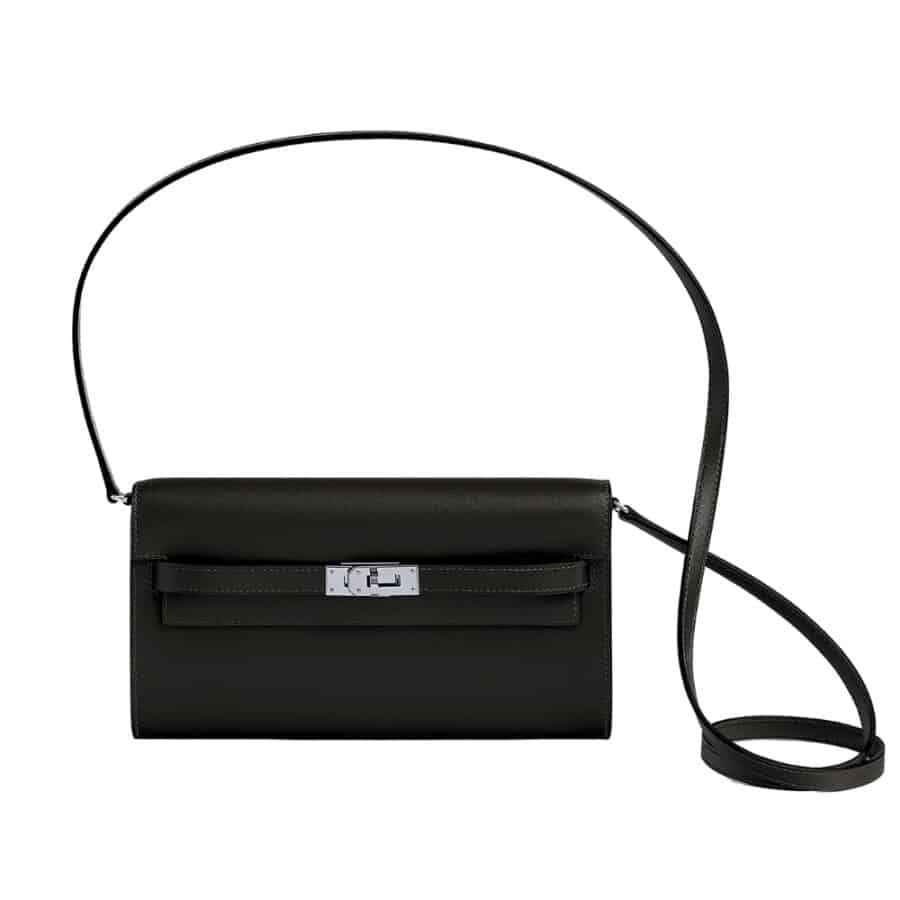 Hermes Kelly Classique To Go Wallet Black Silver Hardware 19Cm H080253Ck89