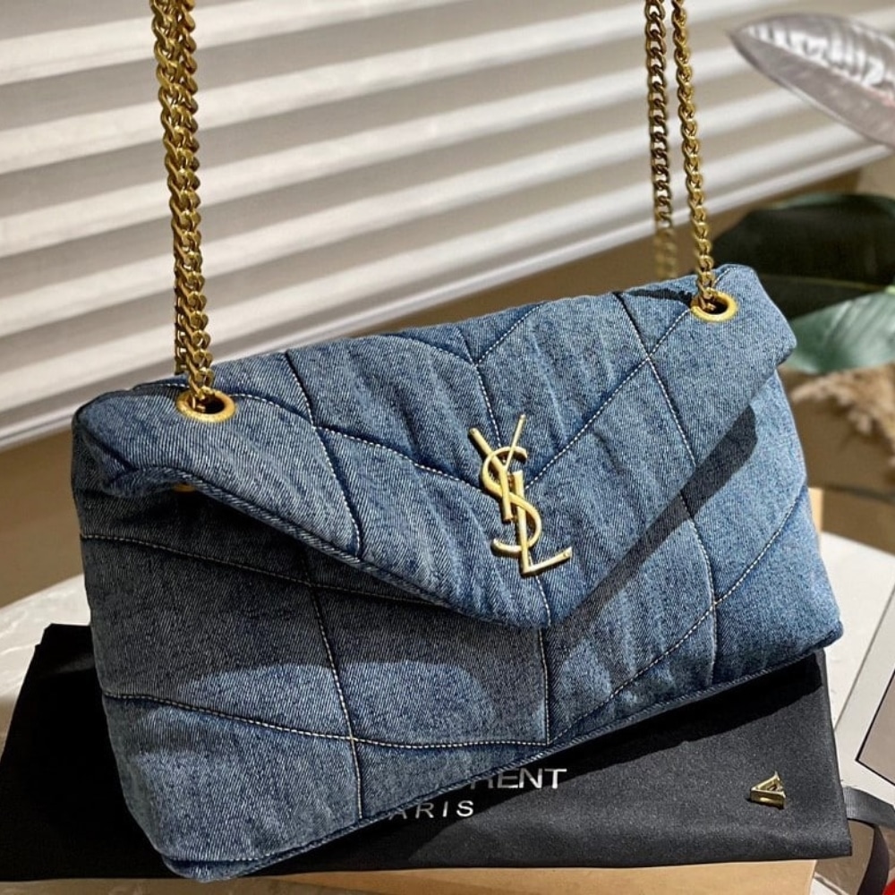Saint Laurent Puffer Toy Denim Blue 28Cm 7593372PT674575 - Image 5