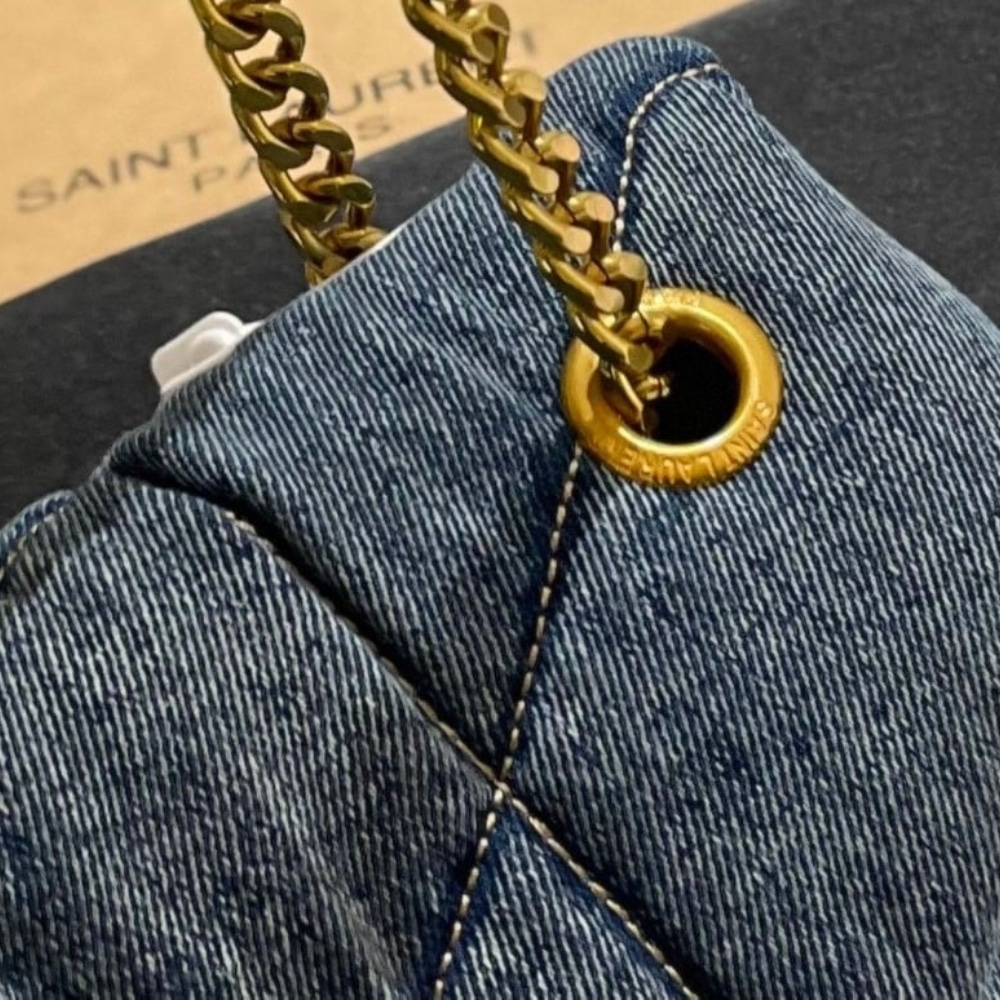 Saint Laurent Puffer Toy Denim Blue 28Cm 7593372PT674575 - Image 6