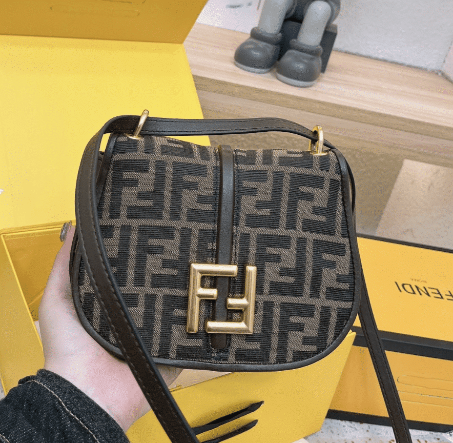 Fendi C'Mon Small Brown Ff Jacquard Fabric Bag 20Cm 8Bs082Aq08F1Mje - Image 5