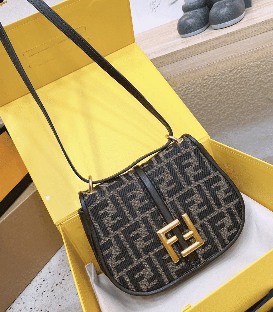 Fendi C'Mon Small Brown Ff Jacquard Fabric Bag 20Cm 8Bs082Aq08F1Mje - Image 2