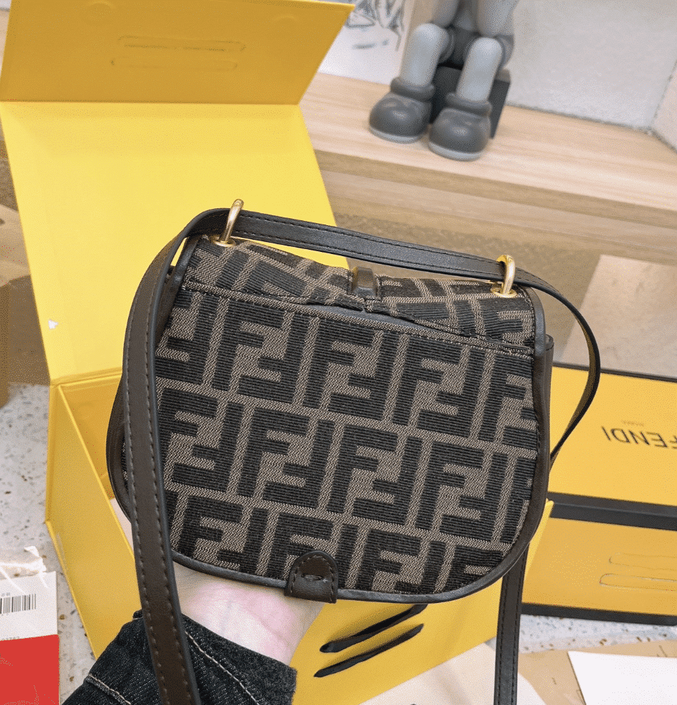 Fendi C'Mon Small Brown Ff Jacquard Fabric Bag 20Cm 8Bs082Aq08F1Mje - Image 6