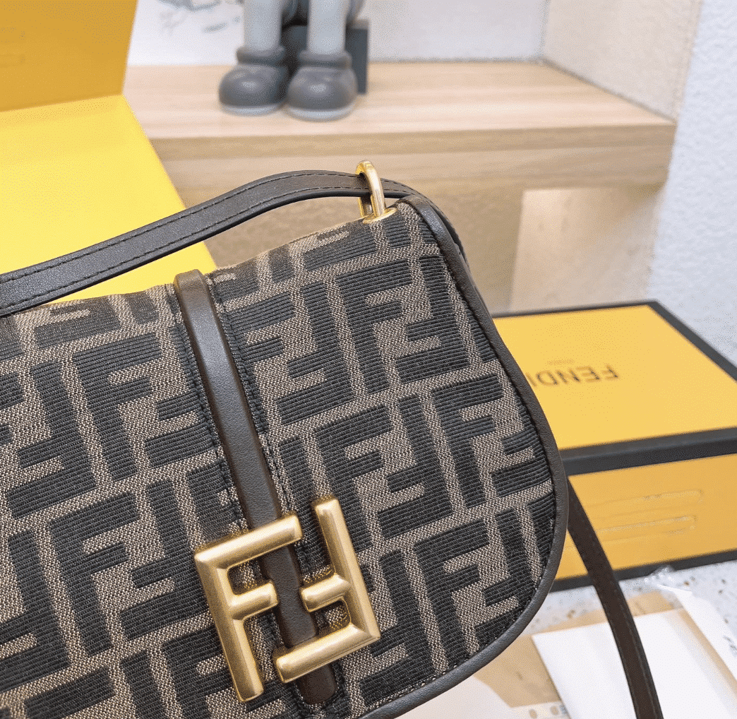 Fendi C'Mon Small Brown Ff Jacquard Fabric Bag 20Cm 8Bs082Aq08F1Mje - Image 4