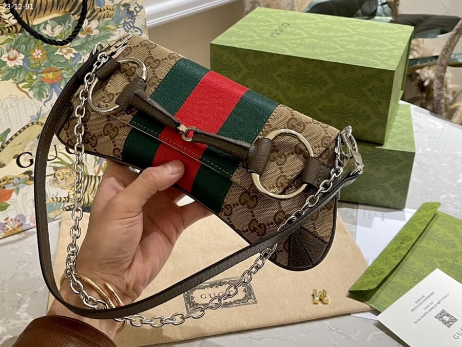 Alternative view of Gucci Horsebit Chain Small Shoulder Bag Beige 29Cm ‎764339 Facm2 8747
