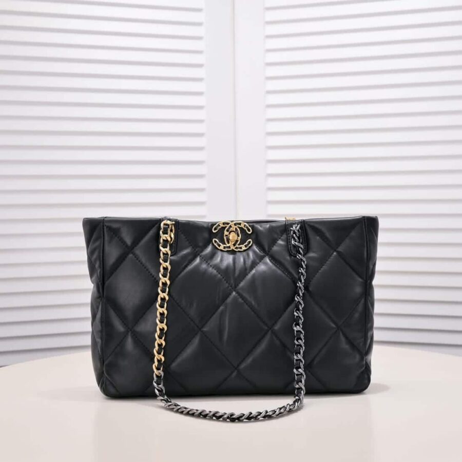 Alternative view of Chanel Quilted 19 East West Shopping Bag Black 35Cm