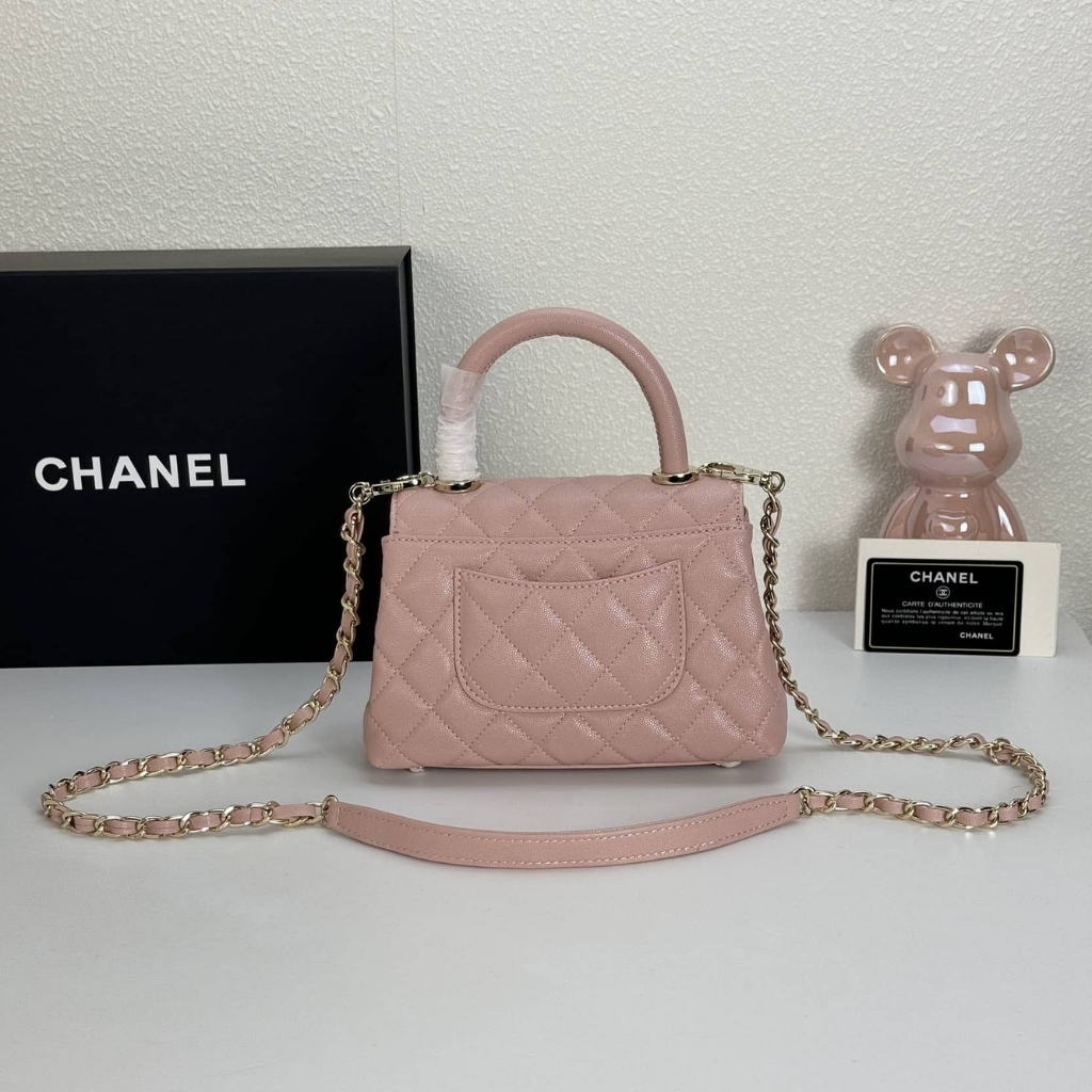 Chanel Mini Coco Handle Flap Bag Caviar Gold Hardware Pink 19Cm - Image 3
