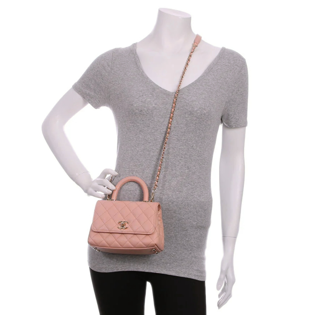 Chanel Mini Coco Handle Flap Bag Caviar Gold Hardware Pink 19Cm - Image 10