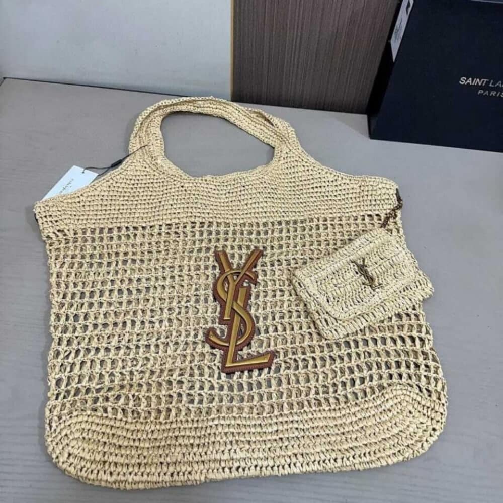 Saint Laurent Icare In Raffia Natural Gold 43Cm 772191GAAEK2063 - Image 2