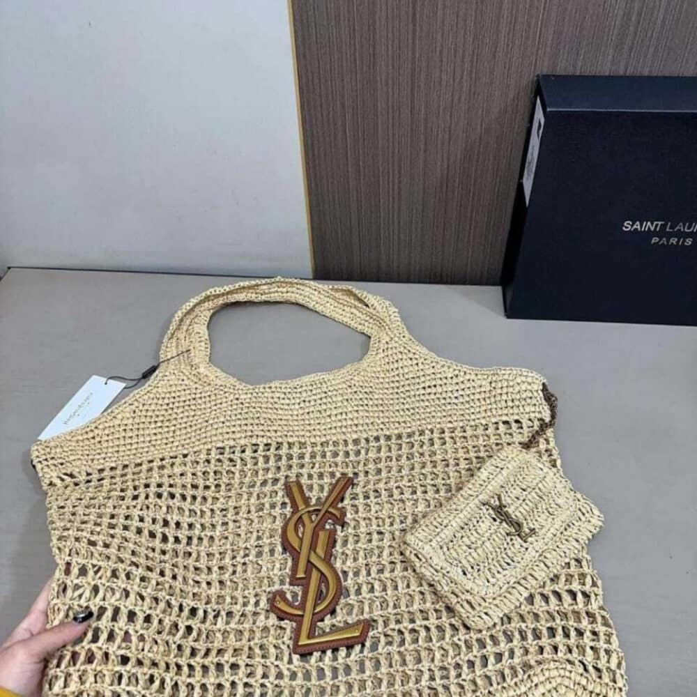 Saint Laurent Icare In Raffia Natural Gold 43Cm 772191GAAEK2063 - Image 4