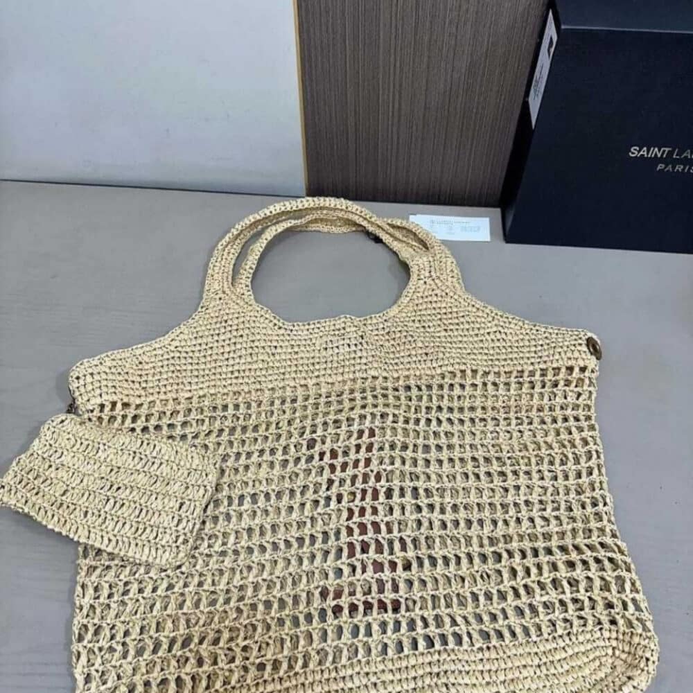 Saint Laurent Icare In Raffia Natural Gold 43Cm 772191GAAEK2063 - Image 6