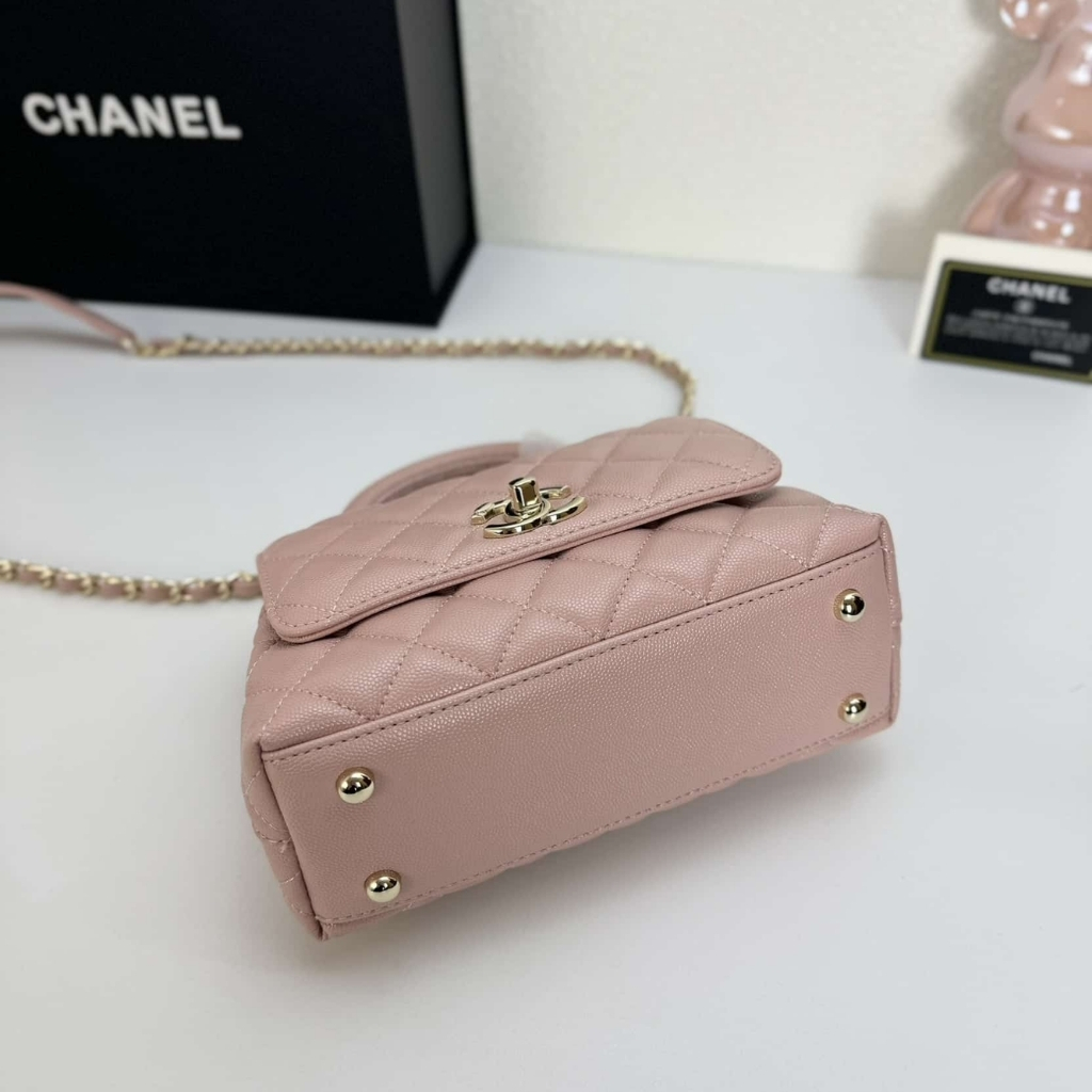 Chanel Mini Coco Handle Flap Bag Caviar Gold Hardware Pink 19Cm - Image 8