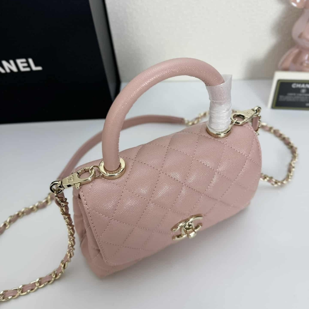 Chanel Mini Coco Handle Flap Bag Caviar Gold Hardware Pink 19Cm - Image 5
