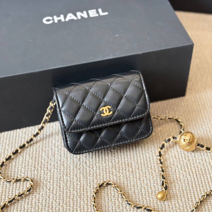 Alternative view of Chanel Clutch With Chain Pearl Crush Gold Black 15Cm Ap1628 B02916 94305