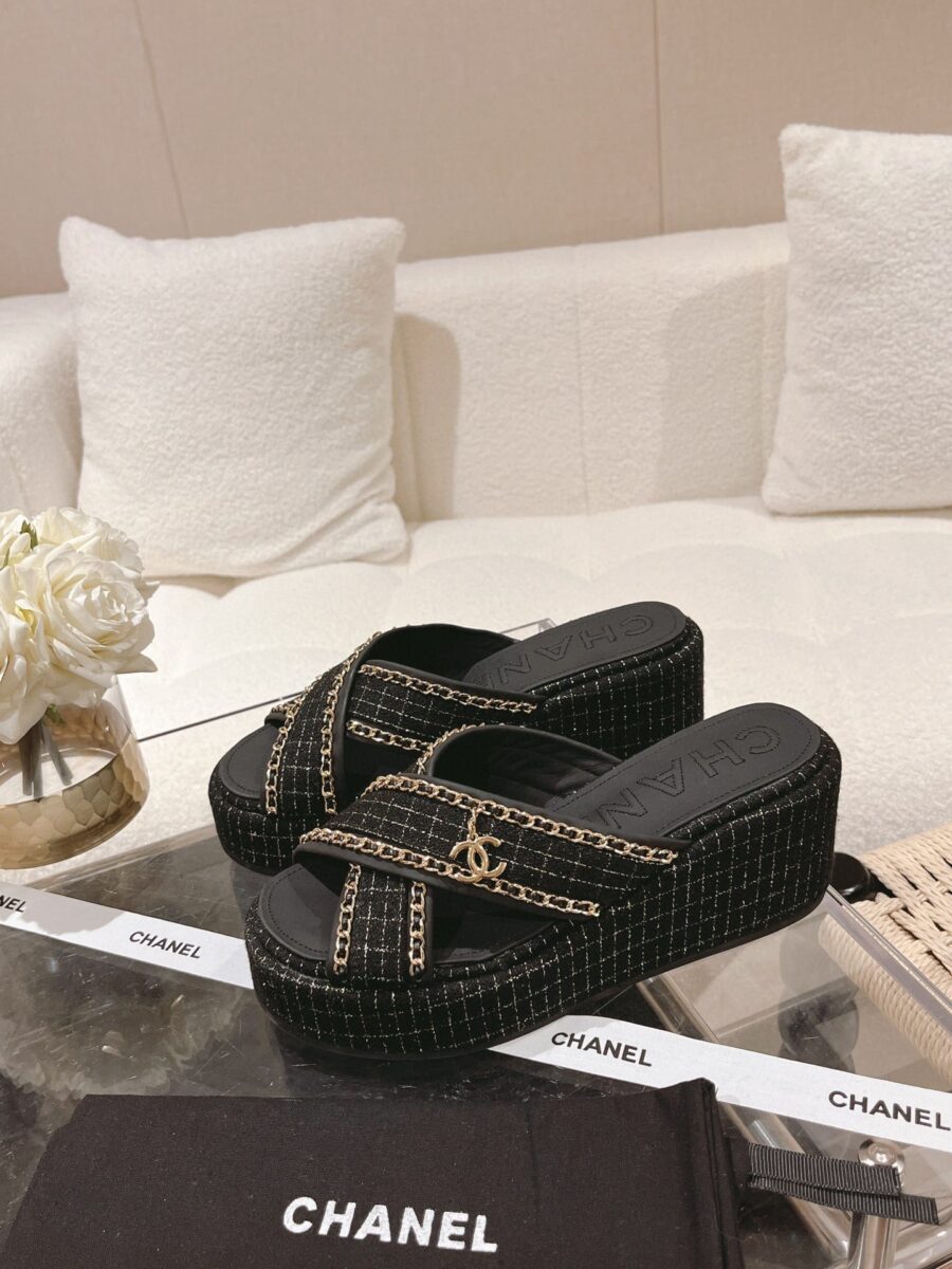 Alternative view of Chanel Tweed Cc Sandal Black