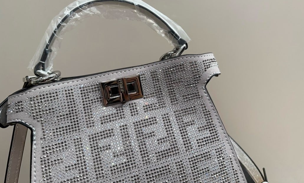 Fendi Peekaboo Iseeu Petite Silver Leather Bag With Crystal Ff Motif 21Cm 8Bn335Apkff1Jsu - Image 8
