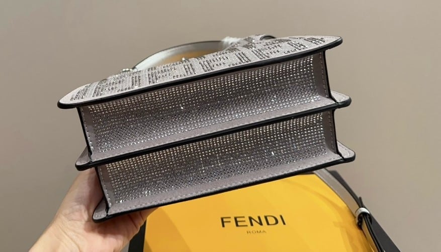 Fendi Peekaboo Iseeu Petite Silver Leather Bag With Crystal Ff Motif 21Cm 8Bn335Apkff1Jsu - Image 9