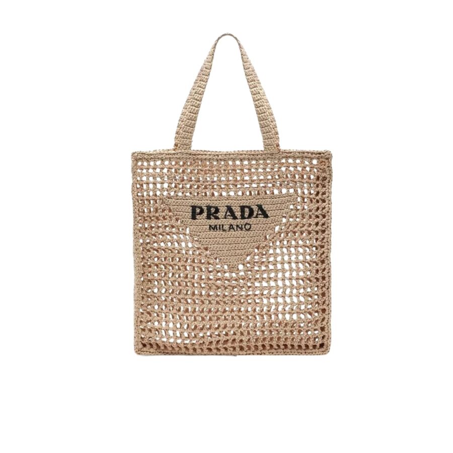 Prada Crochet Tote Bag Natural 38cm 1BG393 2C2T F0018 V OOO