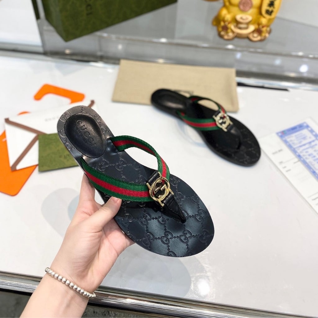 Gucci GG Thong Web Sandal Black 270374 H9020 8476 - Image 6