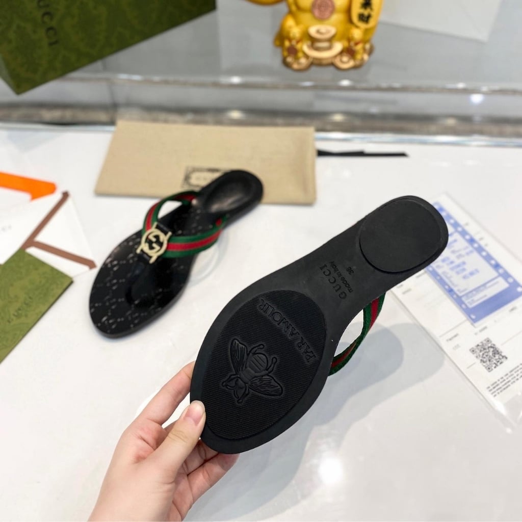 Gucci GG Thong Web Sandal Black 270374 H9020 8476 - Image 8