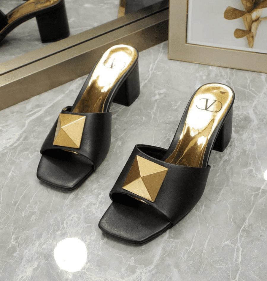 Alternative view of Valentino One Stud Slide Sandals Black 60Mm